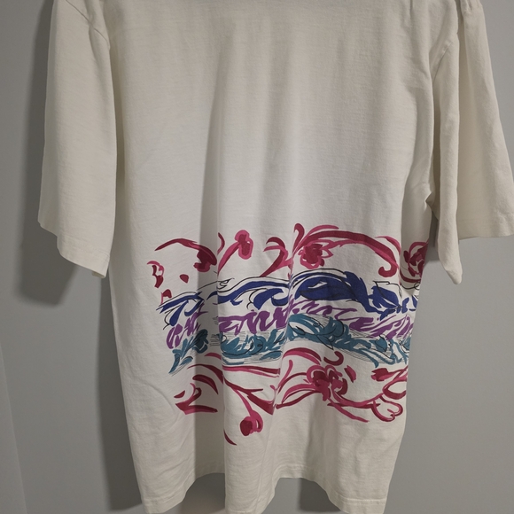 1993 Gilda Marx Vintage Floral Graphic Men's Tee - White and Multicolor - Picture 5 of 8